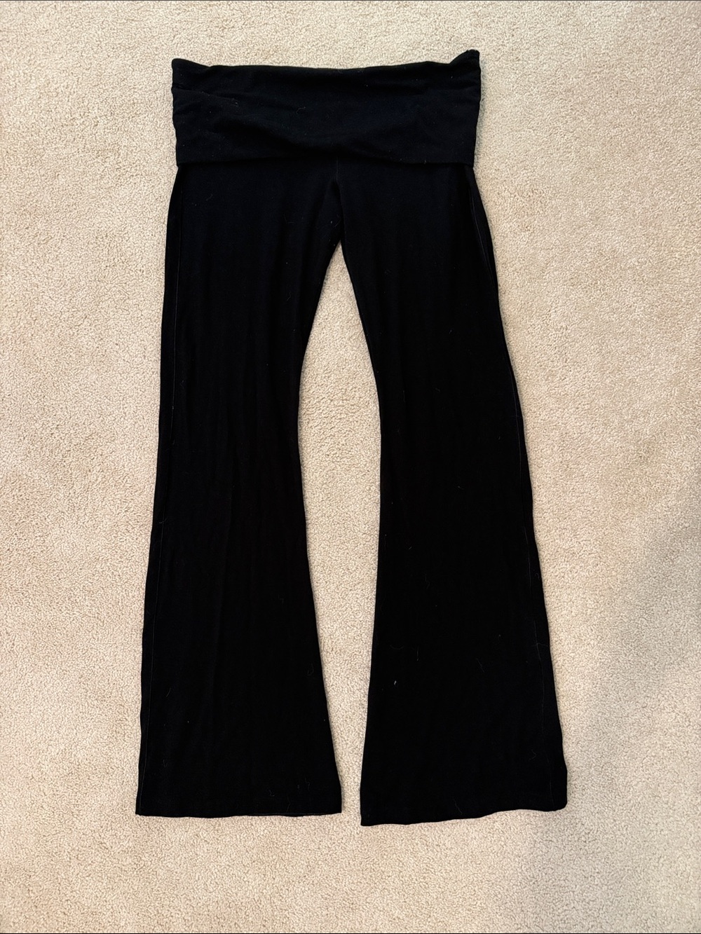 Victoria’s Secret Pink Black Fold-Over Waist Flare Leggings